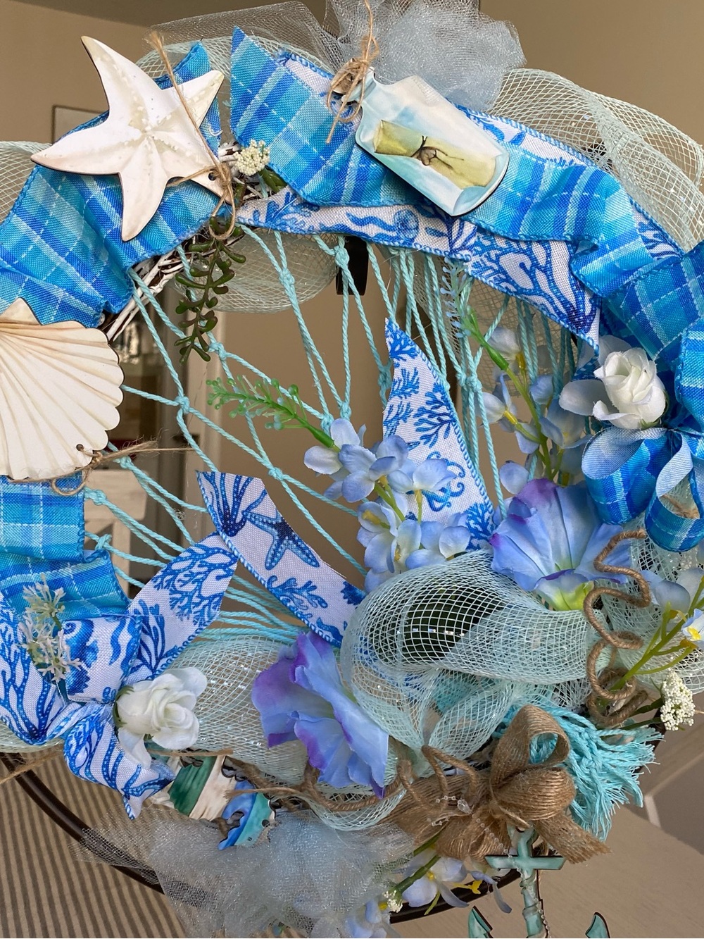 Hand Crafted Blue and White Coastal Wreath
